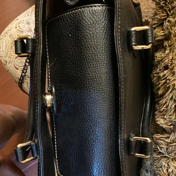 Dooney & Bourke Black Leather Tote with Gold Accents EUC - Picture 8 of 9